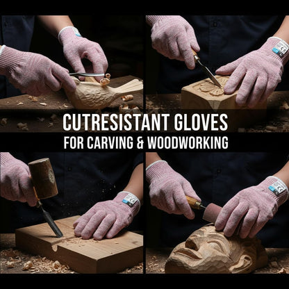 A5 Cut Resistant Gloves, Level 5 Protection, Safety Work Gloves for Kitchen Cutting, Oyster Shucking, Wood Carving, Meat Cutting, Fish Handling, Pink, XL