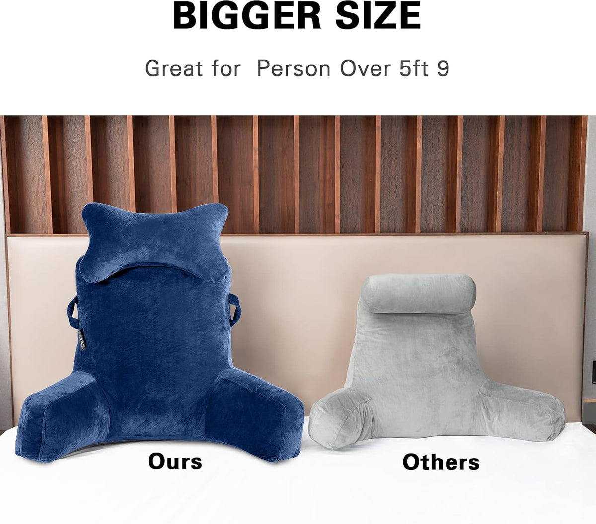 SLIGUY Reading Pillow-Bed Rest Pillow with Detachable Neck Roll & Support Arm for Sitting in Bed Couch or Floor-Backrest Reading Pillow Adult Back Pillow for Reading/Watching TV/Gaming,Dark Grey