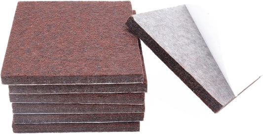 6Pcs Square Felt Furniture Pads, 4 inch x 4 inch Self Adhesive Cuttable Anti Scratch Floor Protectors for Furniture Legs Hardwood Floor, Brown, 100mm