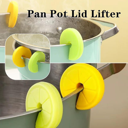 4 Pcs Pan Pot Lid Lifter Reliable Silicone Heat Resistant Spill Proof Pot Lifter Overflow Preventer Clip for Kitchen Gadget(Yellow, Green)