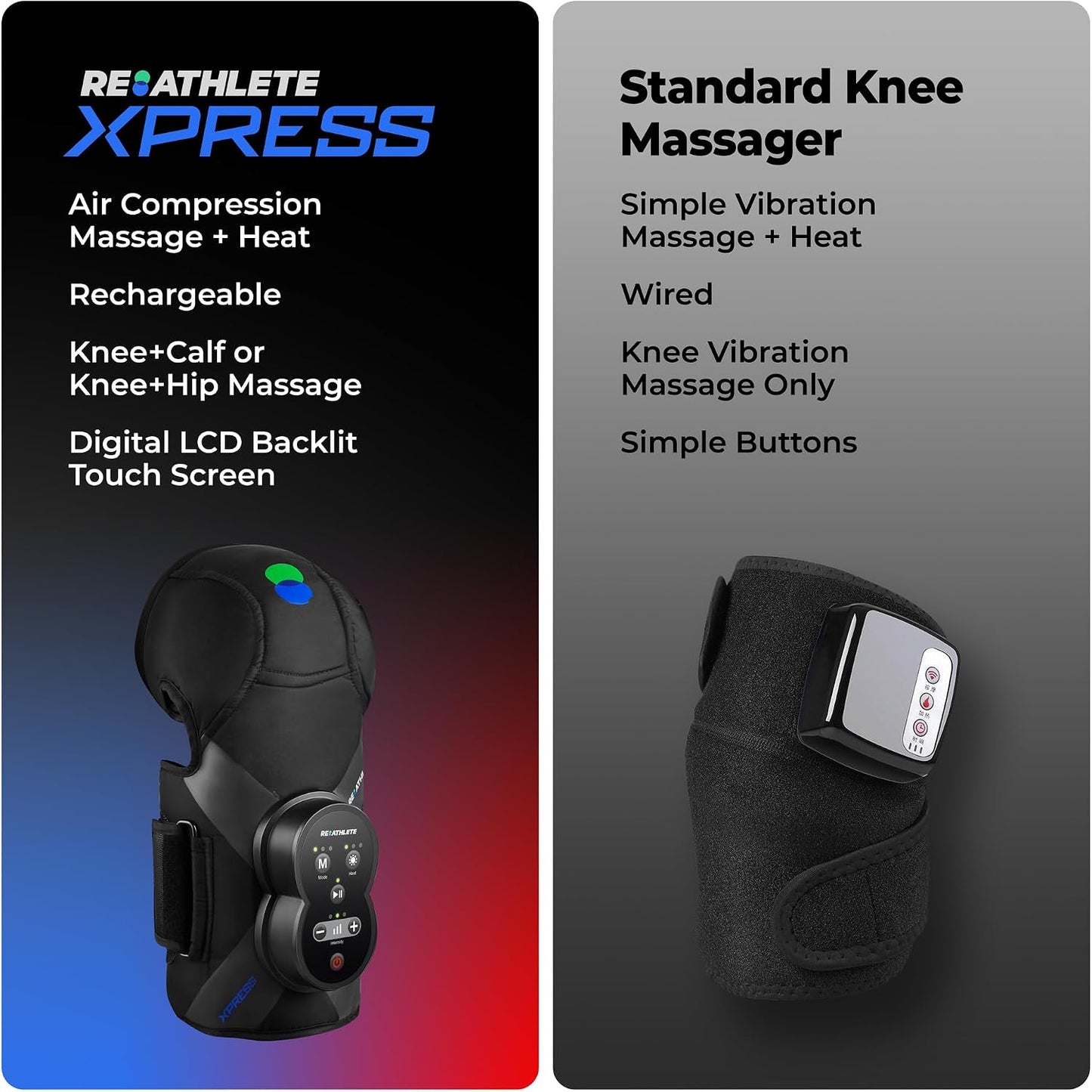 Xpress Knee Massager for Pain Relief | Leg Massager with Heat & Compression