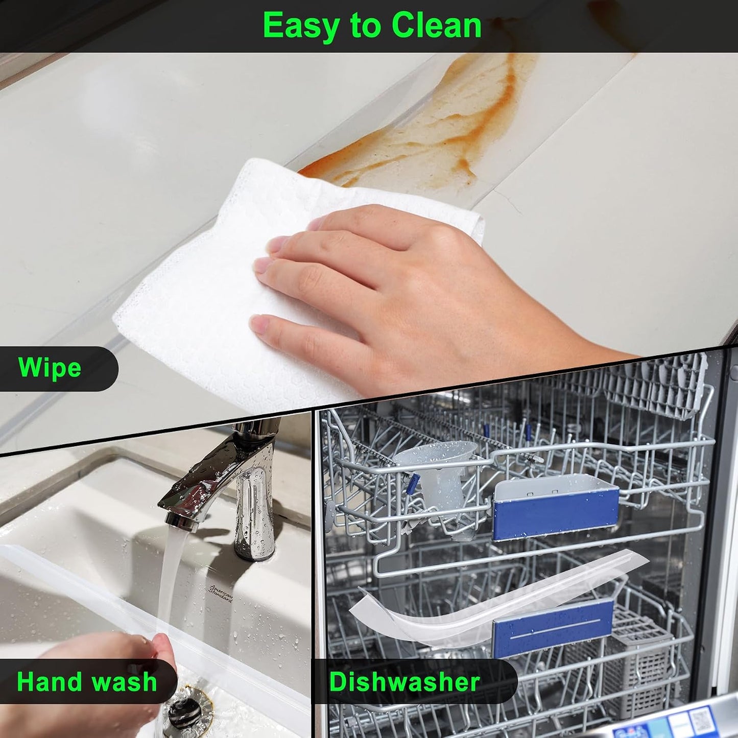 Silicone Stove Counter Gap Cover - 25 Inch Gap Filler 2 Pack Black | Long gap filler seals spills between kitchen appliances Stovetop oven countertop; stove gap cover, gas stove side gap covers