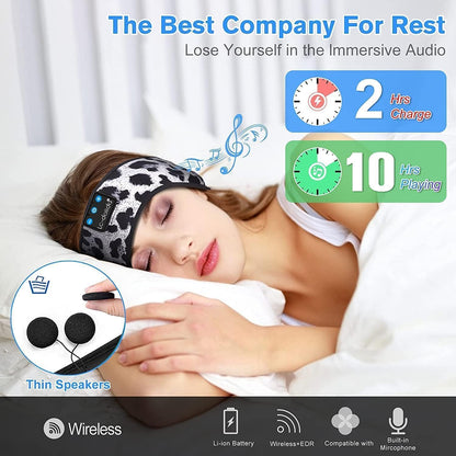 LC-dolida Sleep Headphones Bluetooth 5.4, Headband Headphones Earphones Wireless, Sleep Mask for Gifts,Workout,Jogging,Yoga(Purple)
