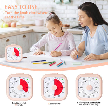 Visual Timer for Kids 60 Minute Countdown Timer Rainbow Disk Desk Timer Clock for Classroom Study Office Kitchen with Silent Operation (Purple)