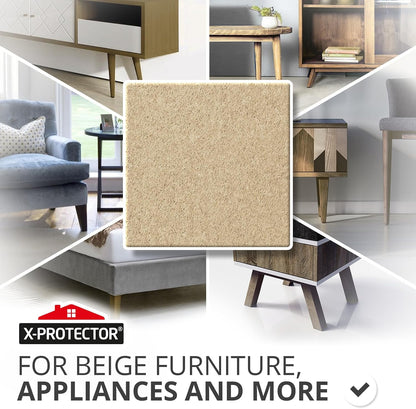 X-Protector Felt Furniture Pads - 20 PCS 6 x 1/2" - Premium Felt Strips | with Adhesive Backing - Rectangular Furniture Pads for Hardwood Floors - Cut Furniture Felt Pads to Size You Need! (Beige)