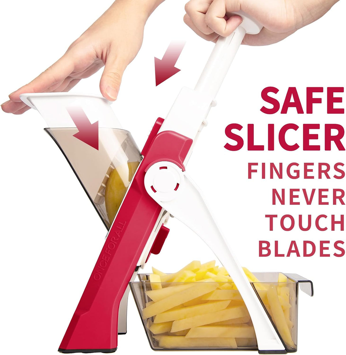 ONCE FOR ALL Safe Mandoline Slicer Kitchen, All in 1 Vegetable Slicer, Gray
