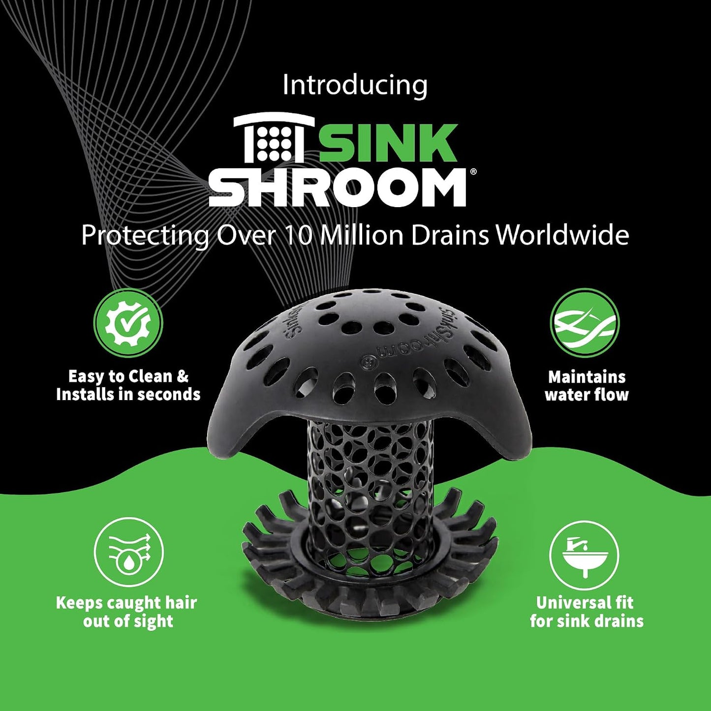 SinkShroom Ultra Revolutionary Bathroom Sink Drain Protector, Stainless Steel