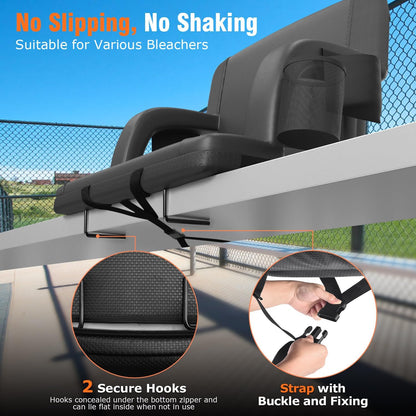 Suteck Dual-Side Heated Stadium Seats with Back Support, Wide Portable Stadium Chair, Foldable Bleacher Chair W/USB 3-Level Heating, 5 Storage Pockets for Outdoor Bleachers Camping Games