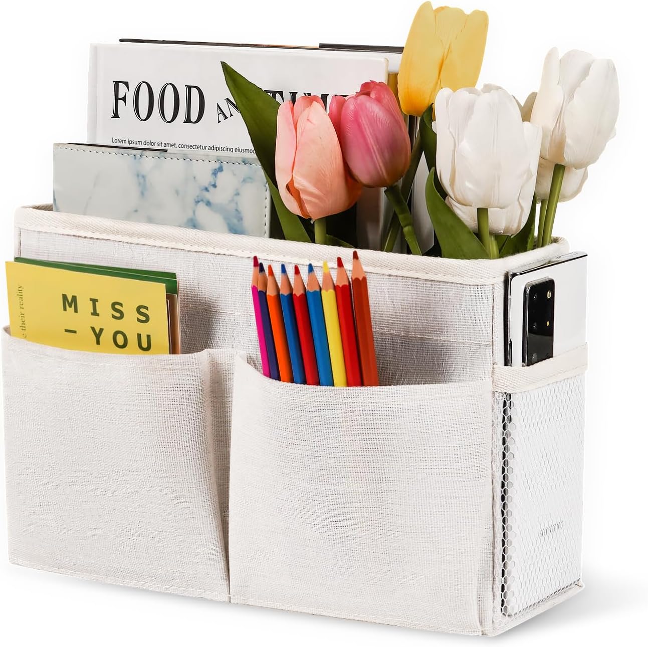 Bedside Caddy Bedside Hanging Storage Basket Bed Caddy for Headboards Bunk Dorm Rooms Crib Beds Rails Organizer (Grey)