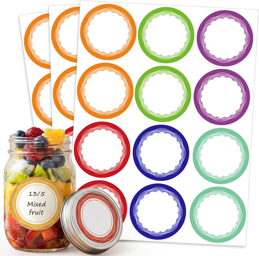 360 Pcs Canning Jar Labels, 2 Inch Round Removable Stickers, 6 Colors
