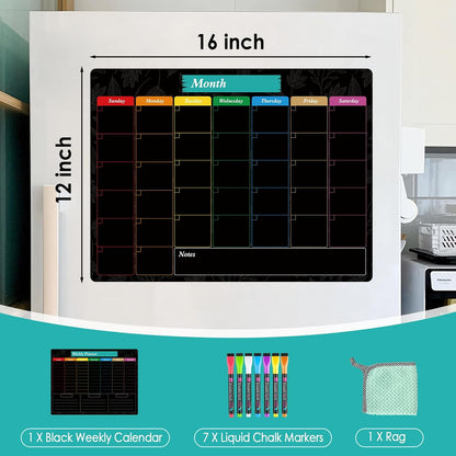 MaxGear Weekly Dry Erase Board for Fridge, 16"x12" Magnetic Calendar | Strong Magnetic, Smooth Writing and Effortless Erasing, Stain Resistant without any Stains with 7 Markers and 1 Eraser