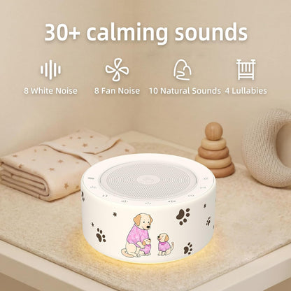 Kipcush White Noise Machine for Baby & Adults, 30 Soothing Sounds, Sleep Sound Machine with 8 Color Night Light, Memory Function, White Noise for Sleeping, Nursery, Office, Travel & Relaxation