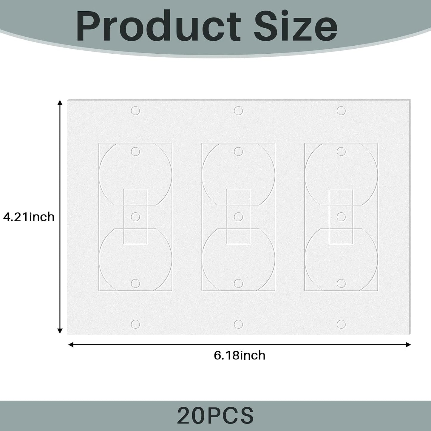 Tondiamo 20 Pcs Foam Outlet Insulation Gasket Pads,4.25 x 6.2 Inch,3-gang | Draft Blocker for Electrical Boxes, Fits Wall Switch Covers, Energy Saving Sealing Foam, Easy Peel Stick Install