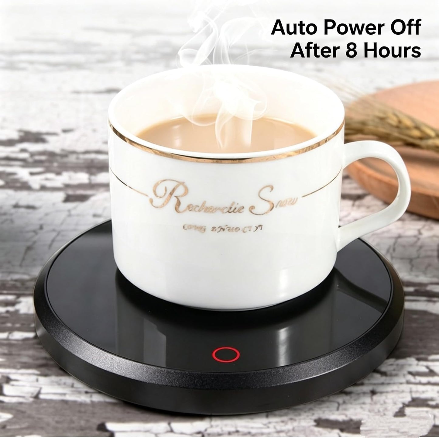 Coffee Mug Warmer, Auto-Shutoff Cup Warmer for Home Office Desk Use, Electric Beverage Warmer Heating Plate（Black ）