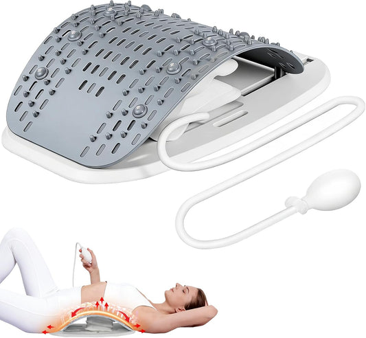 Back Stretcher for Lower Back, Pneumatic Adjustable Lumbar Support Board with 10 Magnets and 90 Massage Points, Daily Back Stretching Device for Home, Office, Yoga and Travel