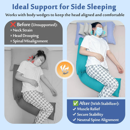 Head Stabilizer, Head Support Pillow for Elderly – Back Sleeping Aid for Post Surgery Recovery, Recliner & Wheelchair Headrest Cushion, Adjustable Neck Cradle (Grey)