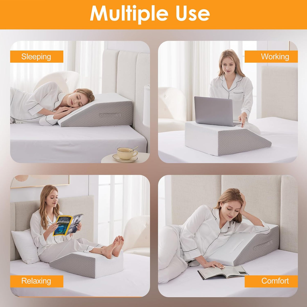Ruqmuis Leg Elevation Pillow for After Surgery, 10inch Foam Leg Elevating Pillow for Swelling and Blood Circulation, Leg Wedge Pillow for Sleeping, Knee Pillow for Knee Hip Ankle Pain Relief, Velvet