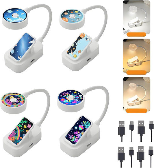 Rechargeable Book Lights Bulk for Reading in Bed,3 Color,Adjustable Brightness,Clip on to Book Lights for Reading at Night (Multi-Colored)