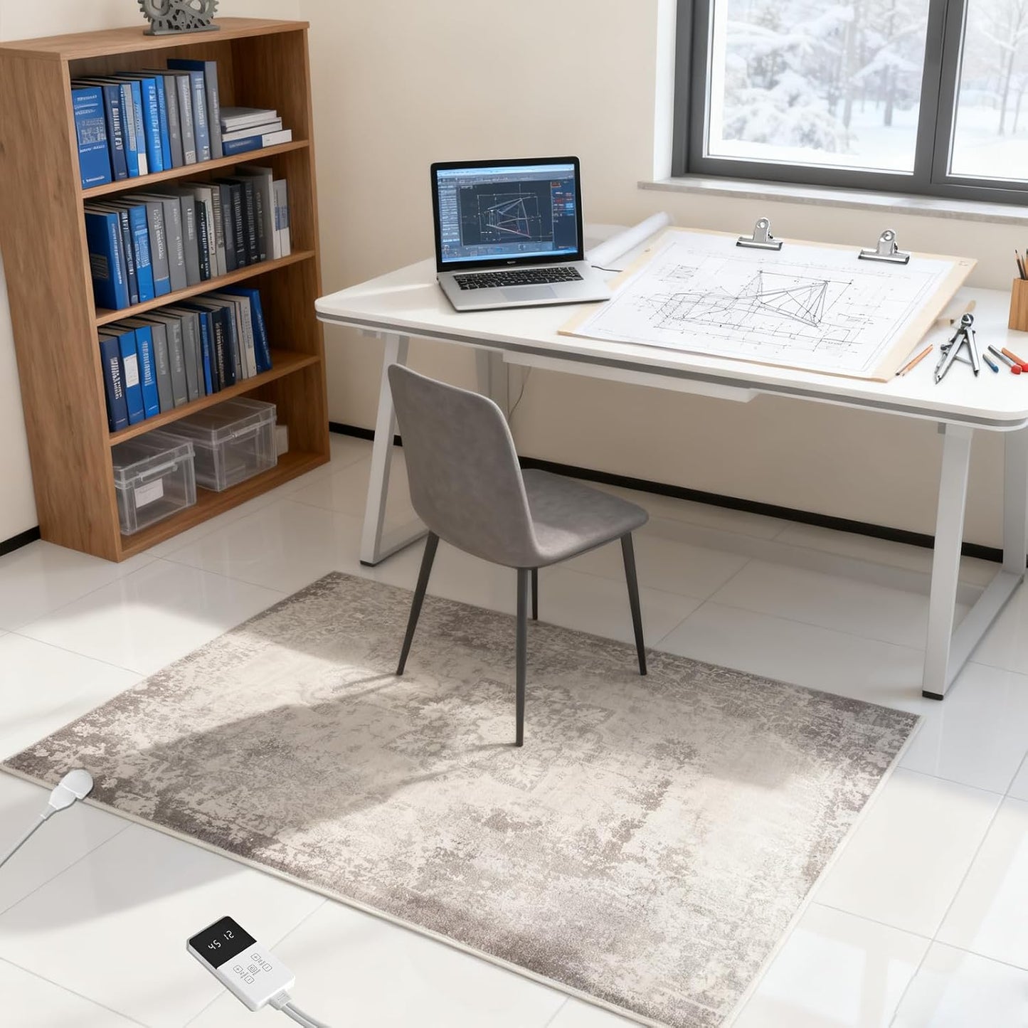 Electric Heated Carpet 35x55in Soft Plush Heating Rug 450W CX | Instant Warmth in 30s, 60 Heat Levels 12h Timer, Energy Efficient Safety Protection Ideal for Home Office Playroom 120V