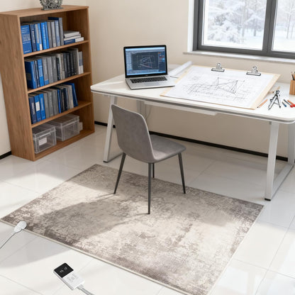 Electric Heated Carpet 35x55in Soft Plush Heating Rug 450W CX | Instant Warmth in 30s, 60 Heat Levels 12h Timer, Energy Efficient Safety Protection Ideal for Home Office Playroom 120V