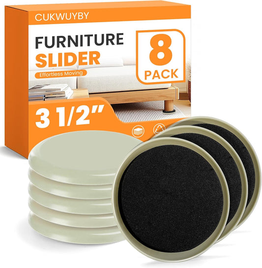 Furniture Sliders for Carpet 24PCS, 3 1/2" | Heavy Duty Furniture Movers Pads, Sliders for Furniture on Carpet, Reusable Furniture Moving Sliders for Easy Glide