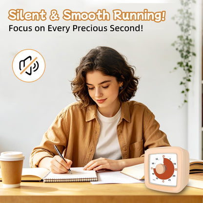 Visual Timer 60 Minute Timer Silent Countdown Clock – No Ticking, Gentle Ring with Mute Option, Timers for Kids Homework Classroom Management Kitchen Pasta, Adult Pomodoro & Deep Work, Purple