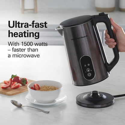 Hamilton Beach Digital 1.7L Electric Tea Kettle, Water Boiler & Heater | Fast Boiling 1500 Watts |Temp Control + 5 Presets | BPA Free | Cordless Serving | Auto-Shutoff & Boil-Dry Protection | Black