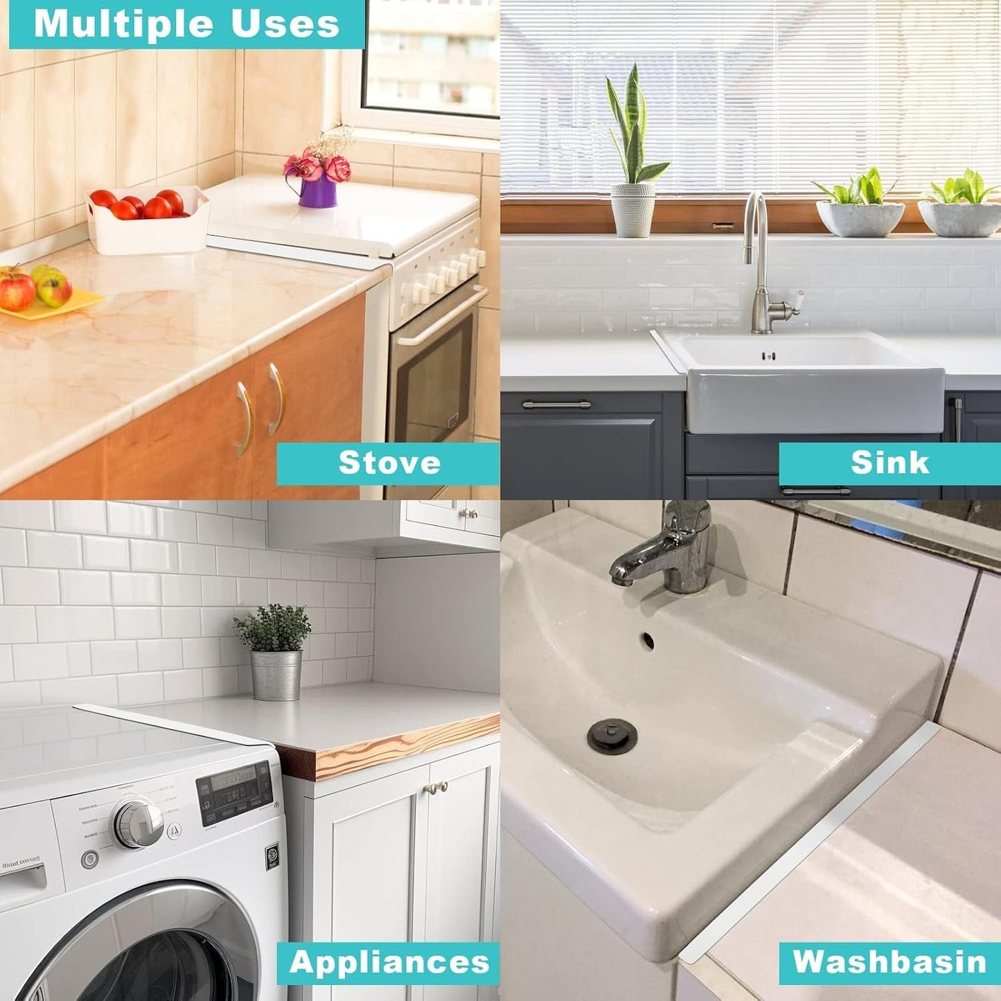 Stove Cover, Stove Guard, Stainless Steel Stove Gap Covers, Heat Resistant & Easy to Clean Stove Counter Gap Cover, Kitchen Stove Counter Gap Cover Eliminates Gap Between Counter & Appliances (2 pcs)