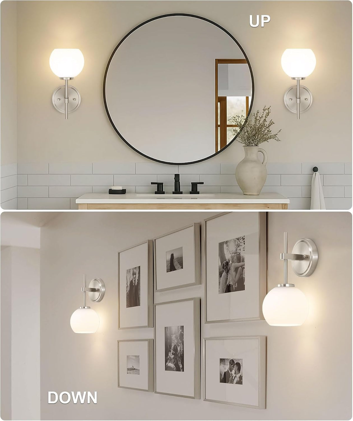 Wireless Wall Sconces with Remote Control, Battery Operated Wall Sconce Set of 2, Black & Gold Rechargeable Dimmable Wall Light for Bedroom Living room Bathroom Hallway Entryway Stairwell, 3000K