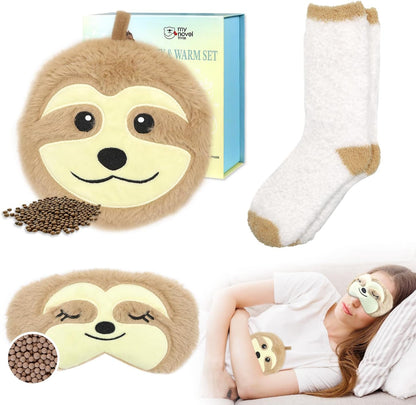 my novel things Microwave Heating Pad with Heated Eye Mask Compress Moist for Relieve Fatigue Period Cramps Uscented Microwavable Heating Pad Cute Bear for Women Birthday Christmas Gifts