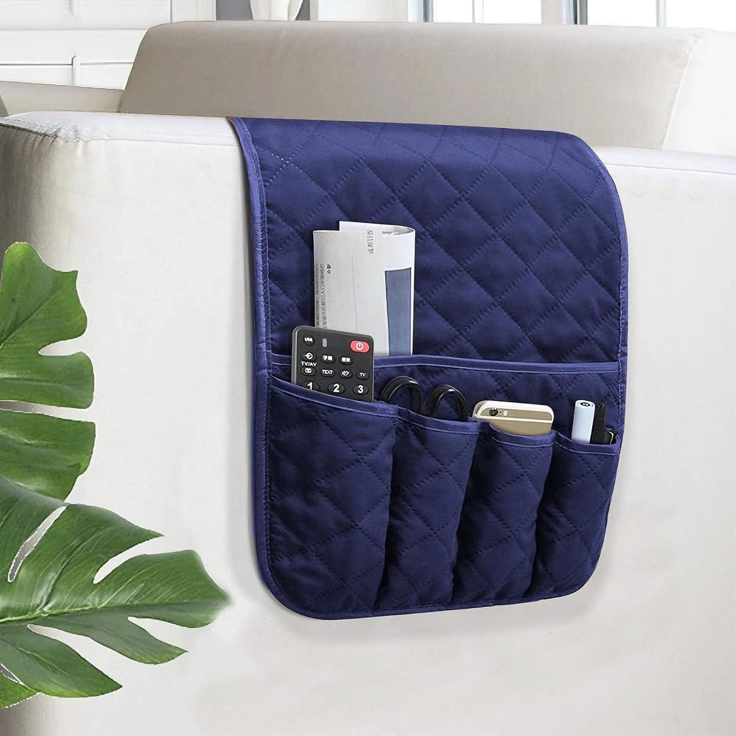 Armchair Caddy for Recliner, Non Slip Sofa Arm Organizer, Sage Green | 5-Pocket Recliner Armrest Organizer, Couch Side Storage Holder for Remotes, Cell Phone, Magazines & Tablets, Machine Washable