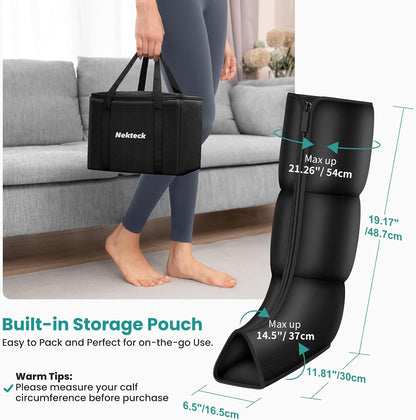 Nekteck Leg Compression Massager with Heat for Circulation and Pain Relief | Full Leg Air Compression Boots, 2 Heats, 6 Modes, 3 Intensities, Zipper Design, HSA Eligible Gifts for Women Men Athletes Gym