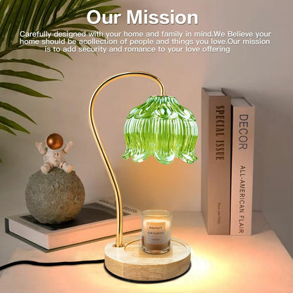 SupBri Candle Warmer Lamp with Timer & 4Bulbs, Pink Flower Glass Shdae