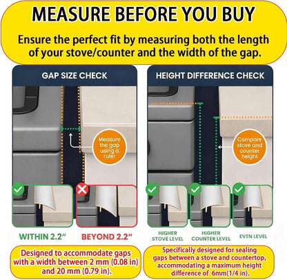 2 Pack Flexible Kitchen Stove Gap Covers, Silicone Gap Fillers(White,25in) | Between Counter and Stovetop,Washer, Oven, Dryer, Easy to Wipe, Food grade silicone material