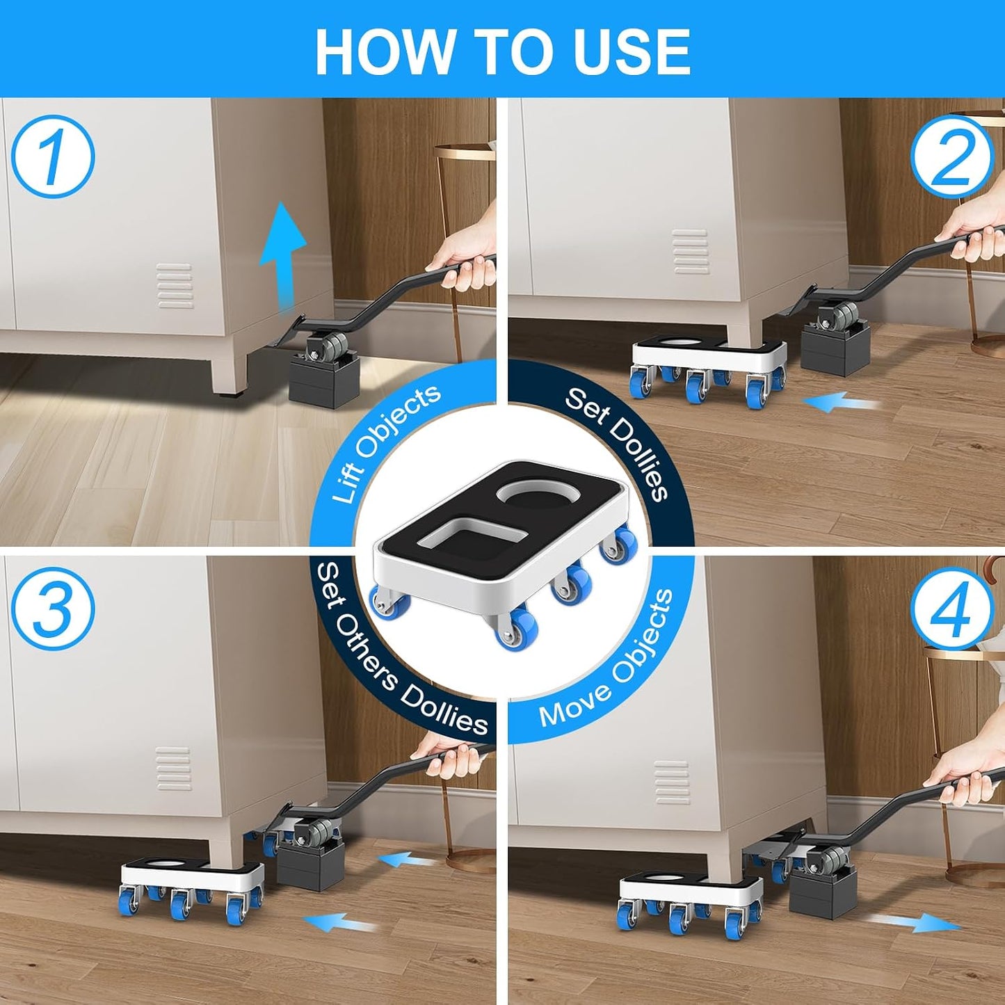 New Upgrade Furniture Sliders: Furniture Movers with Wheels & Groove | Furniture Dolly with 360° Rotatable Wheels - Appliance Roller for Moving Heavy Sofa Bed - Load Capacity Up to 750lb