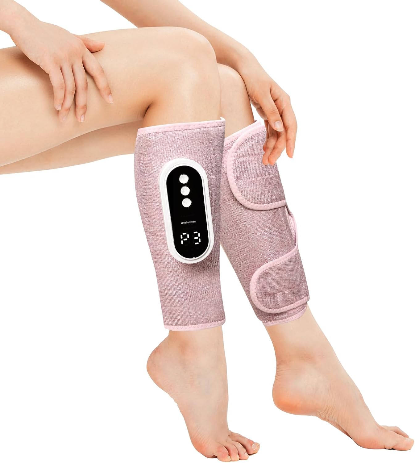 Air Compression Leg Massager, Cordless with Heat, 3 Modes & 3 Intensity Levels, Rechargeable Leg Compression Wraps for Calves and Arms, Portable Relaxation Gift for Home Use, Pair (Grey)