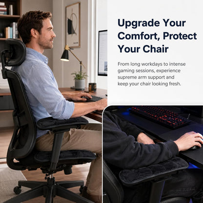 GALPADA Armrest Covers for Office Chair, Plush Armrest Pads Washable Cushions, Gaming Computer Chair Replacement Accessories, Black (1 Pair)