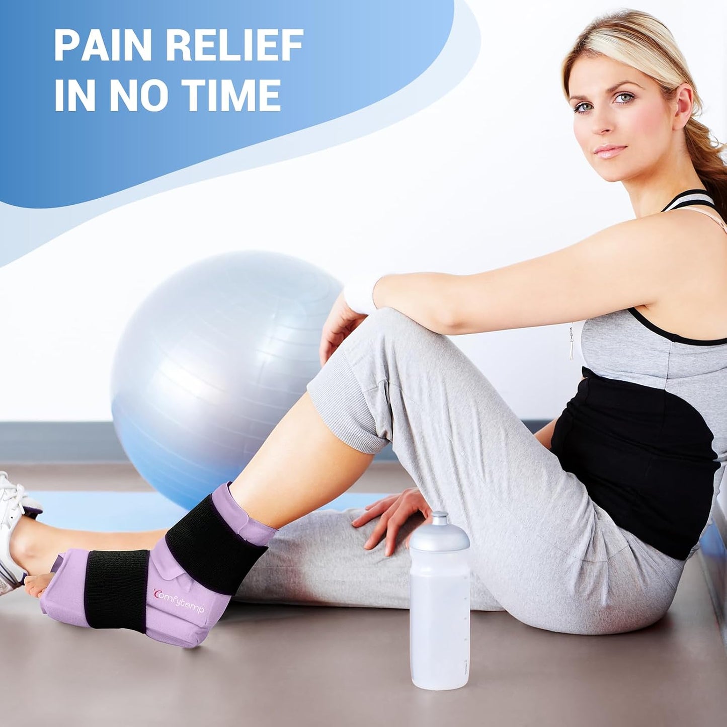 Comfytemp Ankle Foot Ice Pack Wrap for Plantar Fasciitis Relief, FSA Eligible HSA, Ankles Brace for Sprain Pain, Heel Spur, Swelling, Achilles Tendonitis, Hot Cold Gel Ice Pack for Injuries Reusable