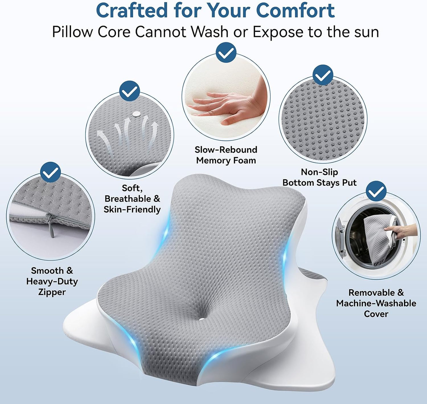 Reading Pillow Ergonomic Memory - Comfort Neck Pillow | Wedge Body Pillow for Bed, Couch & Floor - Pain Relief for Readers, Gamers and Side Sleeper