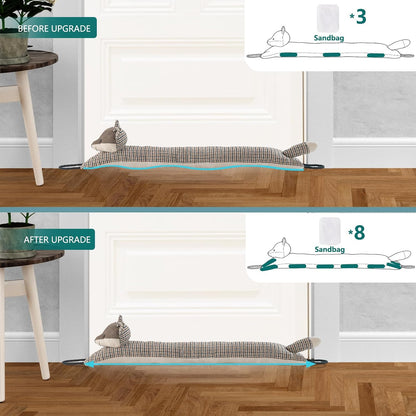 Under Door Draft Stopper Decorative Wind Stopper 36 inch for Door & Window, Weighted Animal Air Draft Stopper for Bottom of Door with Hanging Loops - Brown Dog