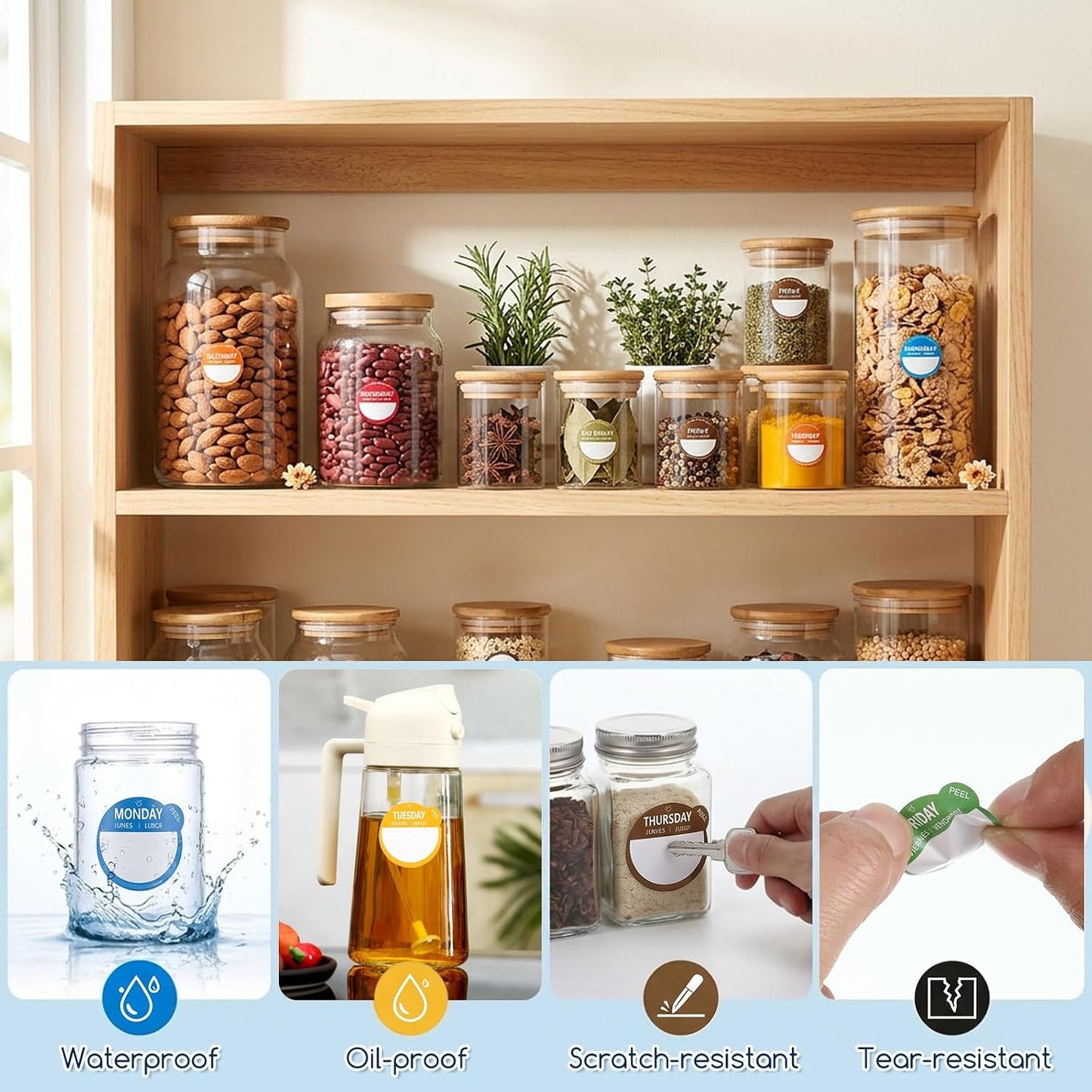 10500 Pcs Day Dots Food Labels 1 Inch Days of the Week Stickers | Removable Date Dot Sticker Round Self Adhesive Date Stickers for Restaurant Kitchen Container Inventory Management Supplies