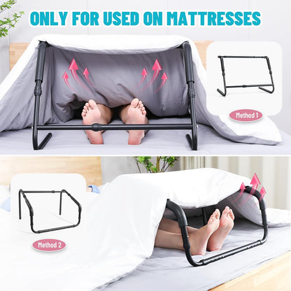 Blanket Lifter for Feet on the Mattress–Height & Width Adjustable Bed Cradle for Feets, Keep Blankets Off Feet with Stable Triangle Structure, Anti-Slip Design & Convenient Storage