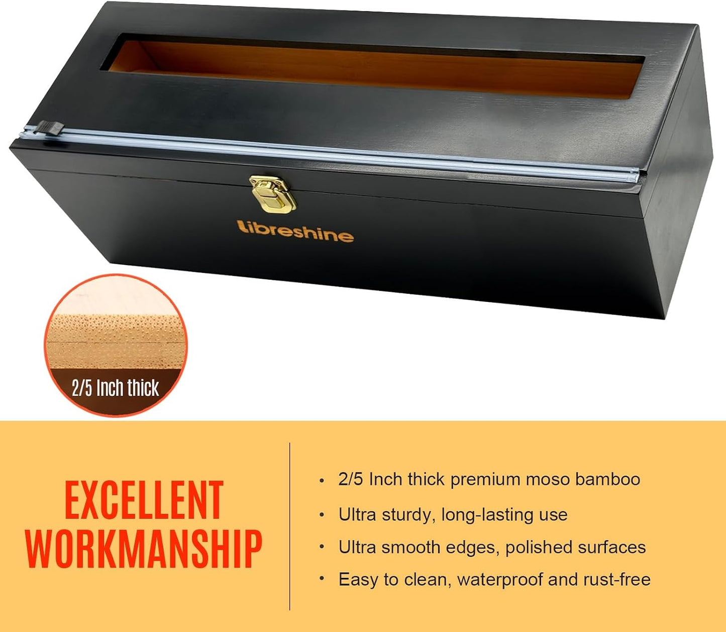 Bamboo 18 Inch Commercial Plastic Wrap Dispenser with Cutter | Bamboo paper roll cutter with low-noise roller; fits up to 3000ft food service film, 500–1000ft foil and select paper rolls