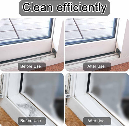 PEUTIER 2pcs Crevice Cleaning Brush, Hard Bristle Window Track Cleaning Tools 2 in 1 Cleaner Scrub Brush Grip Brush Cleaner with Hidden Scraper for Sliding Door Sill Shutter Vents Household