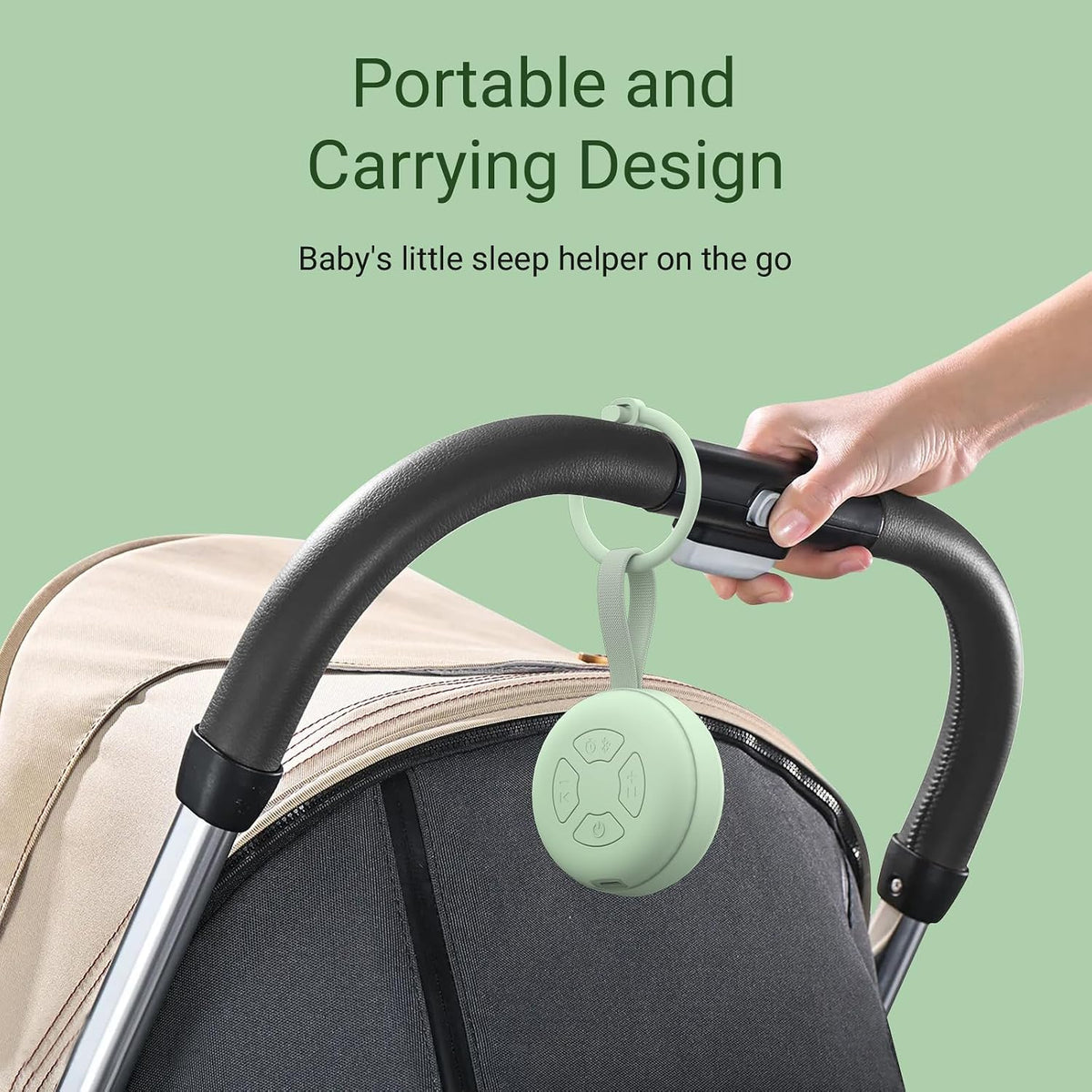 Portable Baby Sound Machine [White Noise for Babies Kids Adults][Supports Bluetooth Audio Playback][Timer Function][12 Soothing Sounds] 15 Hours Battery Life, Travel,Shower,Clips on Baby Stroller