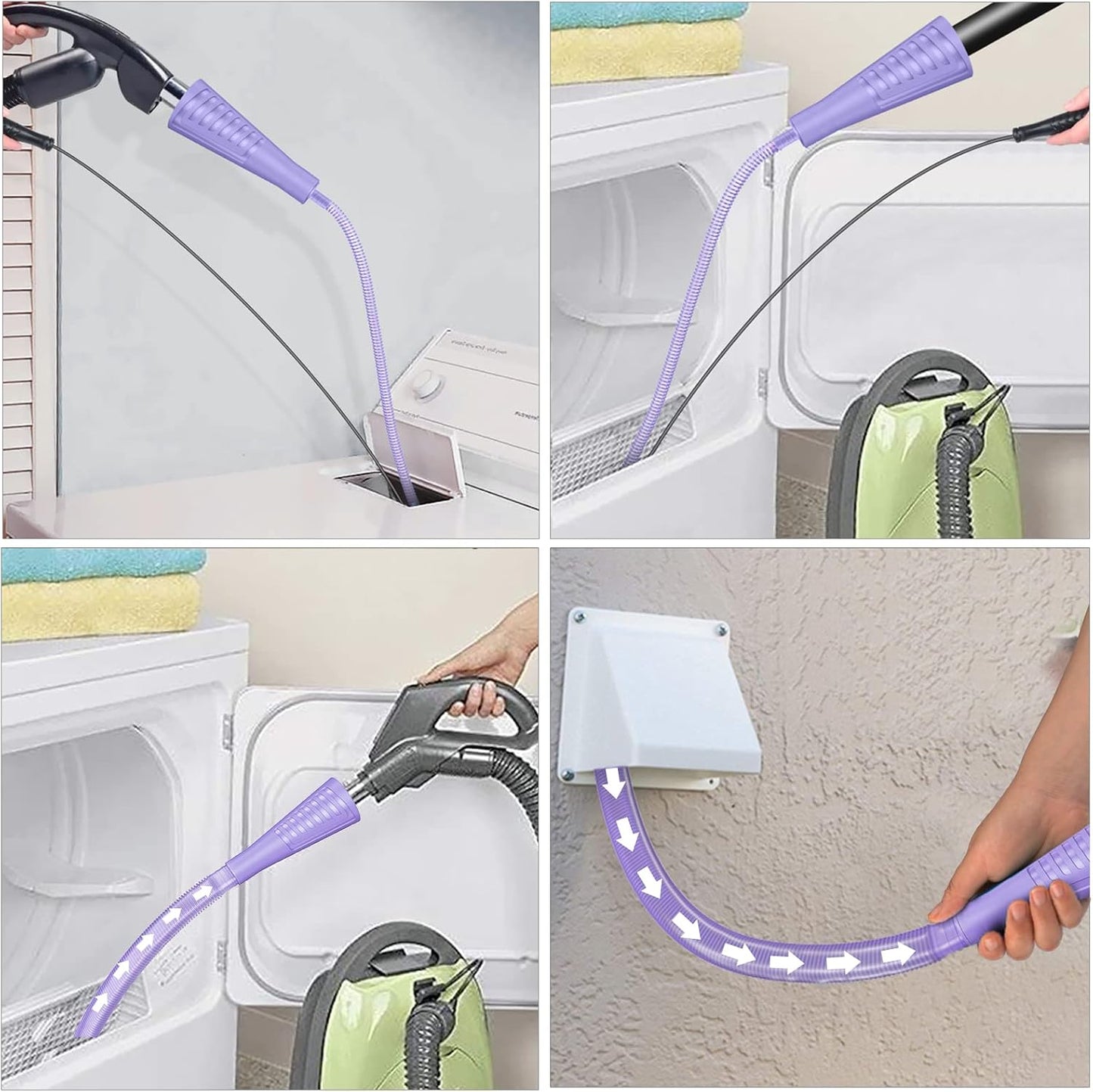 Sealegend 2 Pieces Dryer Vent Cleaner Kit Dryer Lint Vacuum Attachment Hose | Flexible Dryer Vent Vacuum Hose for Deep Cleaning/Lint Remover Kit with Guide Wire/Dryer Lint Trap Cleaner Ease of Use (Blue)