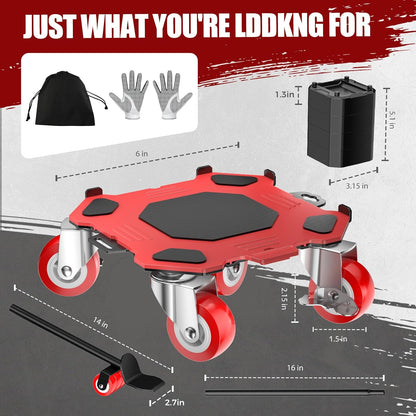 Kavlium Heavy Duty Furniture Dolly,5-Wheel Furniture Movers,5.3 Inch | Carbon Steel Dolly with Lifter Tool and 360° Casters for Moving Sofas,Refrigerators,Cabinets and Other Heavy Furniture.