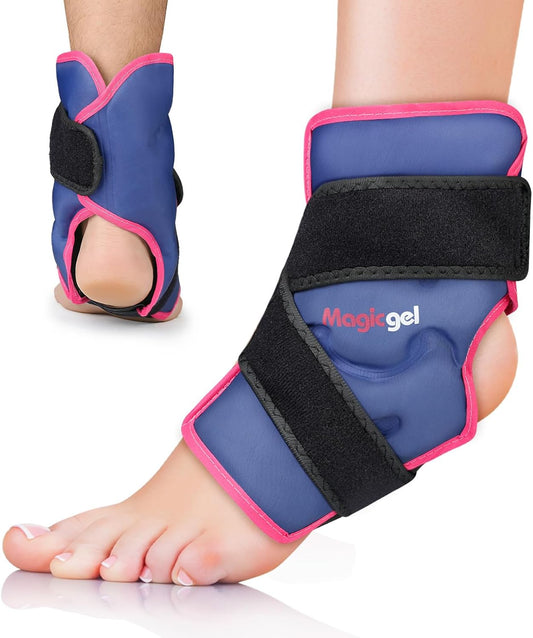 Magic Gel Ankle Ice Pack Wrap for Swelling, Reusable Ice Packs for Ankle Injuries, Flexible Hot & Cold Packs, Foot Ice Pack Wrap Ice Socks for Sprained Ankle, Achilles Tendonitis & Fasciitis Relief