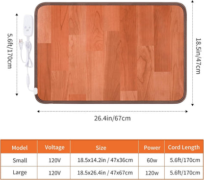 Heated Floor Mat, Foot Warmer Under Desk, Feet Heating Pad with 10 Heat Settings and Timer, Fast Heating for Office, Home, Study Play Room 120V 60W 18.5x14.2 inch SZ