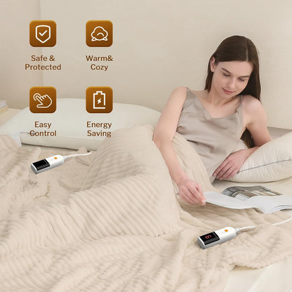 Reaks Heated Throw Blanket, 5 Heat Levels, 3 Hours Auto-Off, 50"x60", White